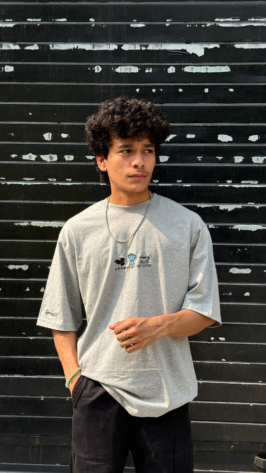 Oversized Embroidery T-Shirt | Unisex fit | Bean There, Brewed That