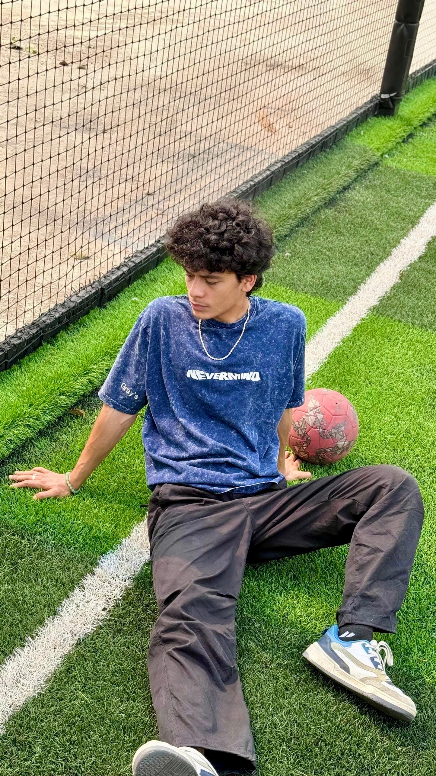 Oversized Embroidery T-Shirt | Unisex fit |Acid wash NAVY BLUE