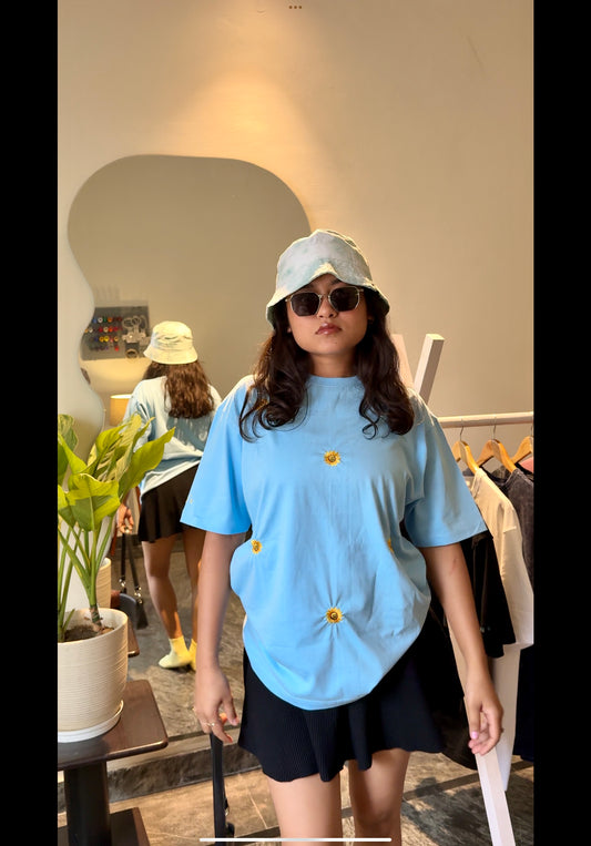 Oversized Embroidery T-Shirt | Unisex fit |SUNFLOWER