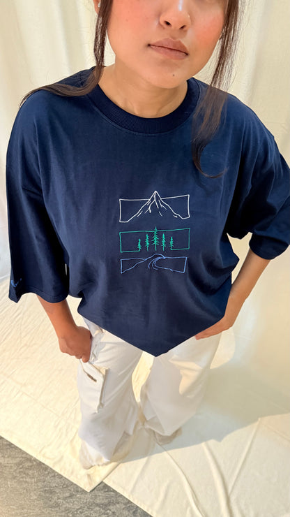 Oversized Embroidery T-Shirt | Unisex fit | INTO THE BLUE